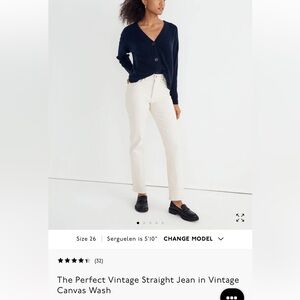 Madewell The Perfect Vintage Straight Jean in Vintage Canvas Wash 26